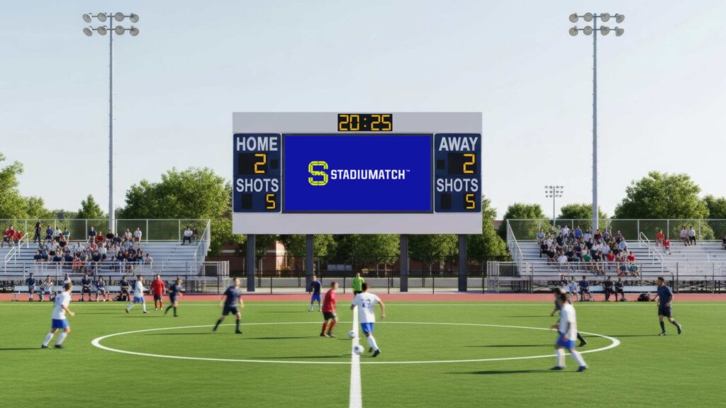 STADIUMATCH Digital Scoreboard on soccer stadium