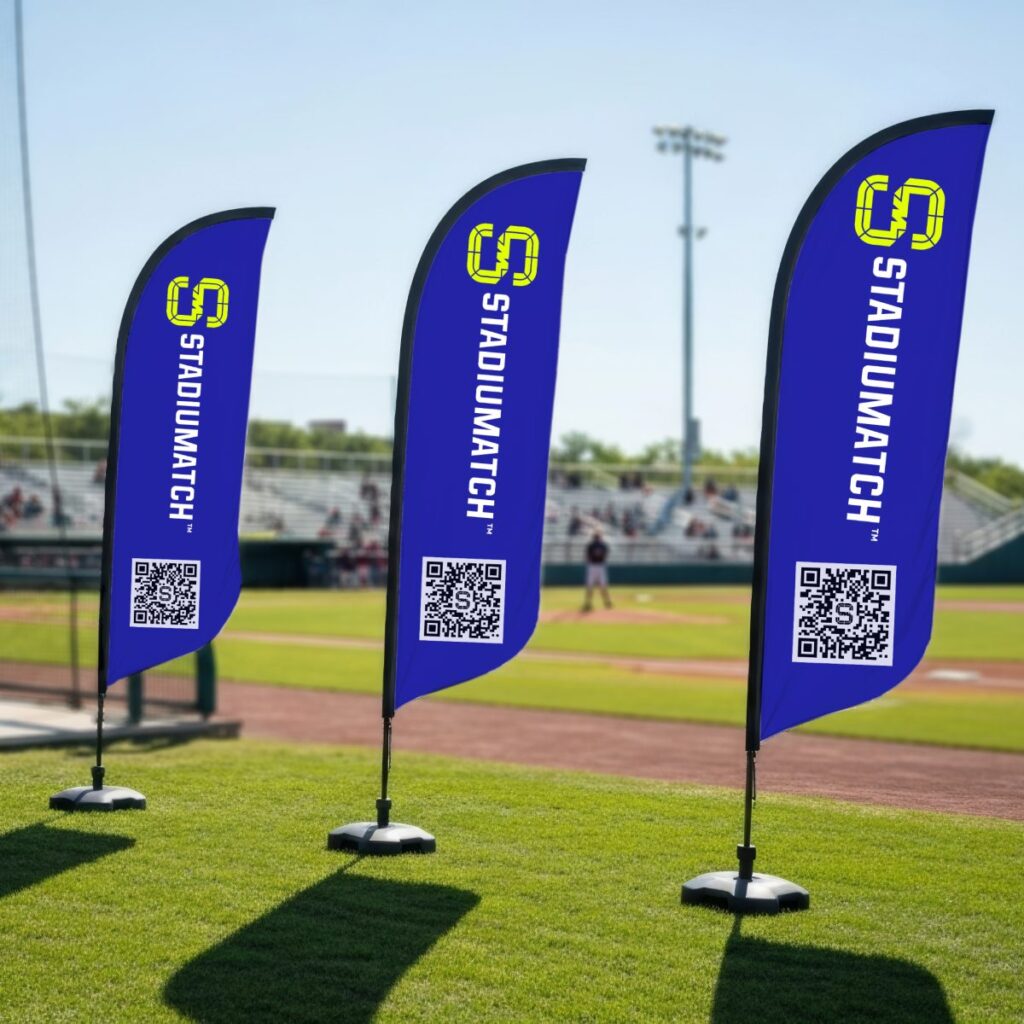 STADIUMATCH Feather Flag on baseball stadium