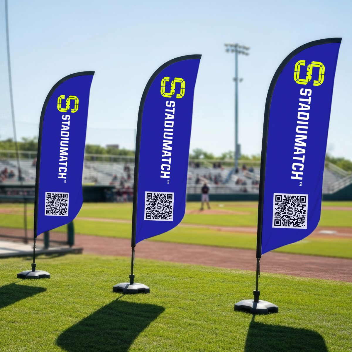 STADIUMATCH Feather Flag on baseball stadium