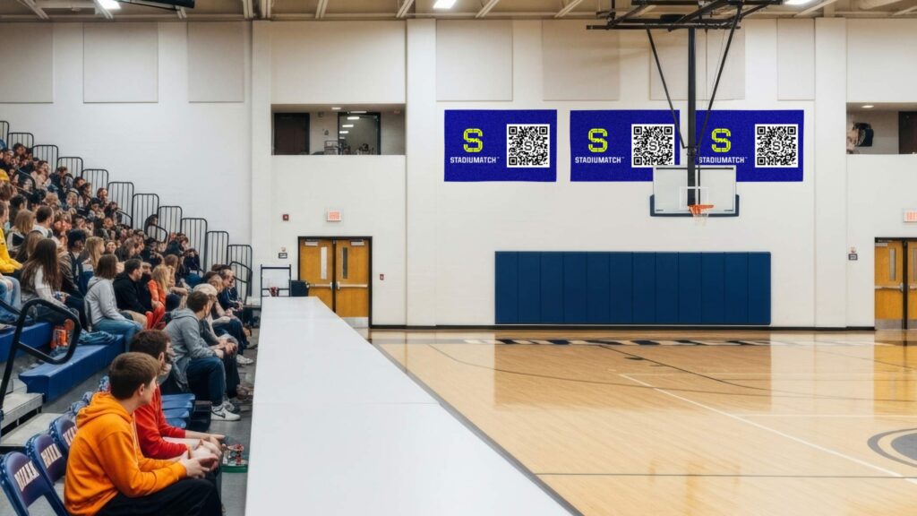 STADIUMATCH Hanging Banner on basketball arena